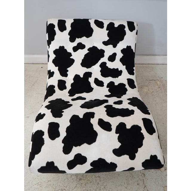 Age: C.1970s Details: Mid Century Modern High Quality Construction Tufted Cow Print Upholstery Un-Marked As To Manufacture...