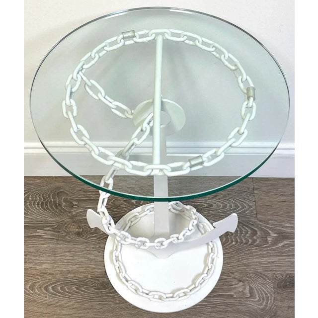 Metal Mid 20th Century Post WWII Modern Wrought Iron Anchor & Chain Yacht Side Tables - A Pair For Sale - Image 7 of 10