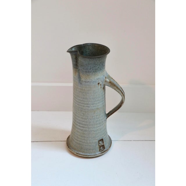 Mid-Century Modern Handmade Blue Earthen Jug For Sale - Image 3 of 7