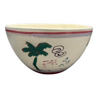 Vintage Signed Steve Howell Studio Art Pottery Bowl With Memphis Style Palm Tree Design For Sale