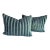 Early 21st Century Turquoise Stripe Velvet Pillows- a Pair For Sale