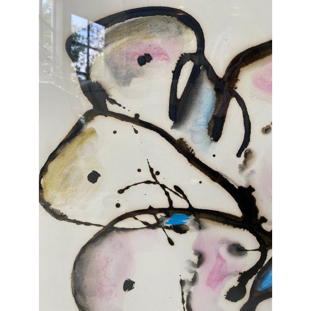 1970s 1971 Gerard Bouvier Framed Signed French Ink and Pastel Abstract Artwork For Sale - Image 5 of 10