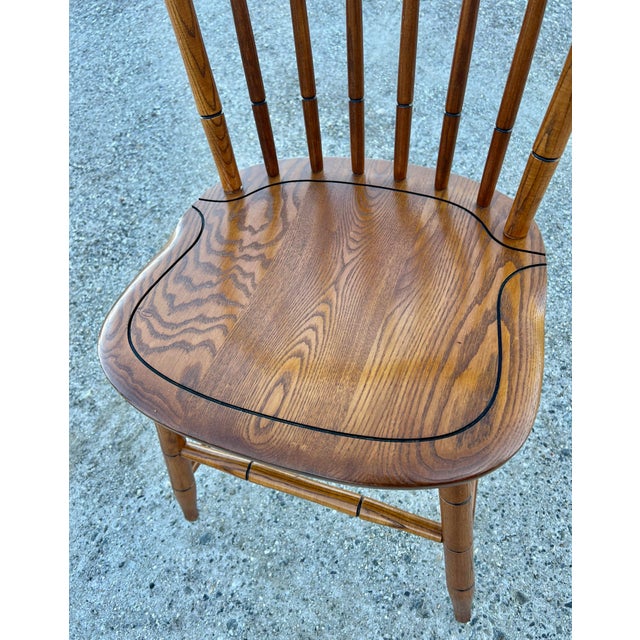 1990s L. Hitchcock Oak Stonington Harvest Paint Decorated Side Chairs - Set of 4 For Sale - Image 5 of 12