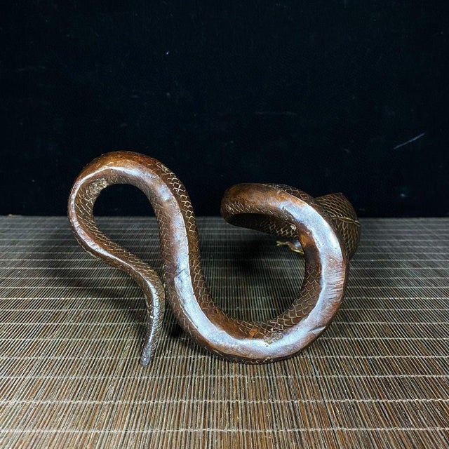 Copper Vintage Solid Copper & Gilt Brass Cobra Snake Sculpture For Sale - Image 8 of 9