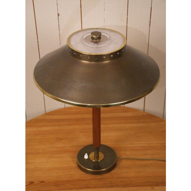 Swedish Brass and Teak Table Lamp by Boréns, 1940s For Sale - Image 6 of 15