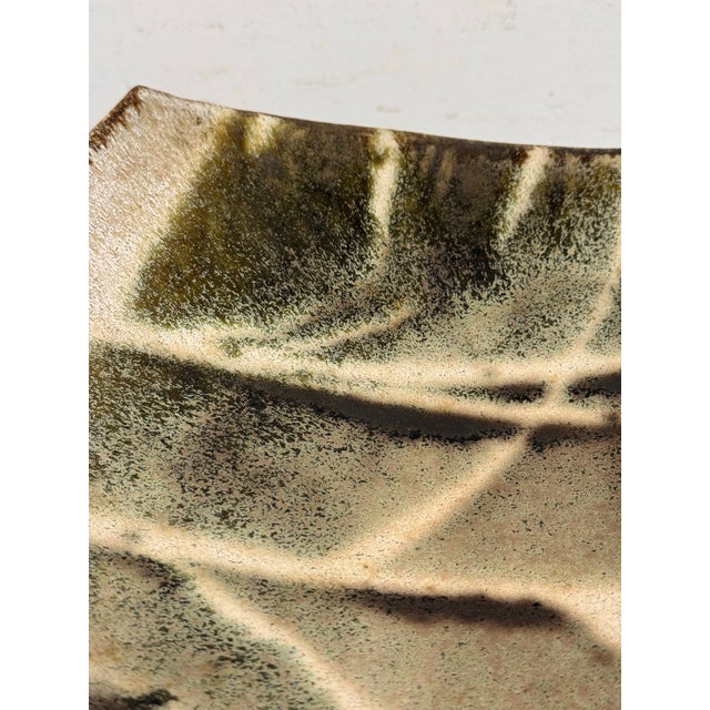 Green Organic Modern Ceramic Footed Bowl, Vintage For Sale - Image 8 of 12