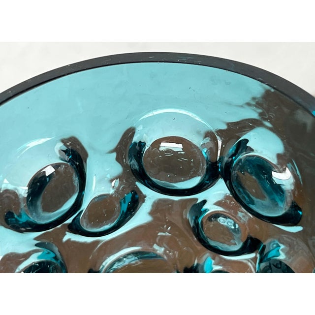 Mid-Century Modern Space Age Blue Bubble Glass Vase by Wilhelm Braun-Feldweg for Hirschberg, Germany, 1960s For Sale - Image 10 of 16