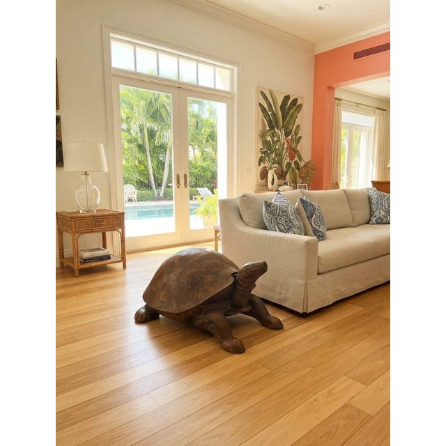 Hand-Carved Wooden Tortoise Sculpture / Accent Stool For Sale - Image 11 of 12