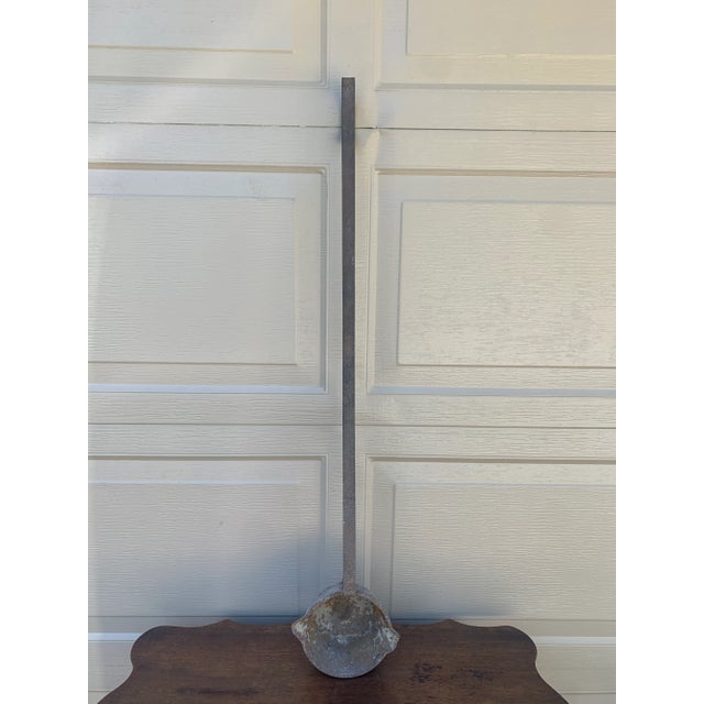 Monumental Hand-Forged Iron Commercial Ladle With Original Patina For Sale - Image 4 of 13