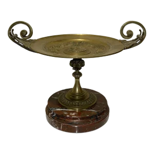 Mid 19th Century Grand Tour Medici Bronze Tazza on Rossi Antico Marble Base
