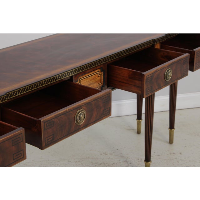 Wood Theodore Alexander Georgian Style Mahogany Inlay Buffet Console Table For Sale - Image 7 of 15