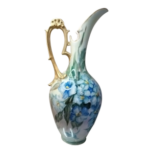 1950s Limoges France Hand Painted Pitcher Vase