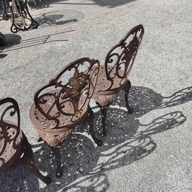 Cast Iron Patio Garden Table and Chairs, Set of 5 For Sale - Image 11 of 18