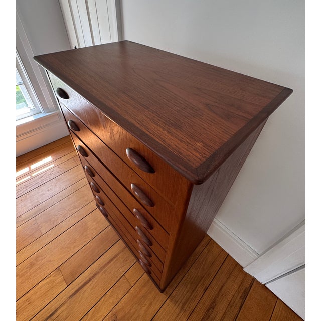 1960s Danish Modern Teak & Pine Chest of Drawers, Seven-Drawer For Sale - Image 9 of 10