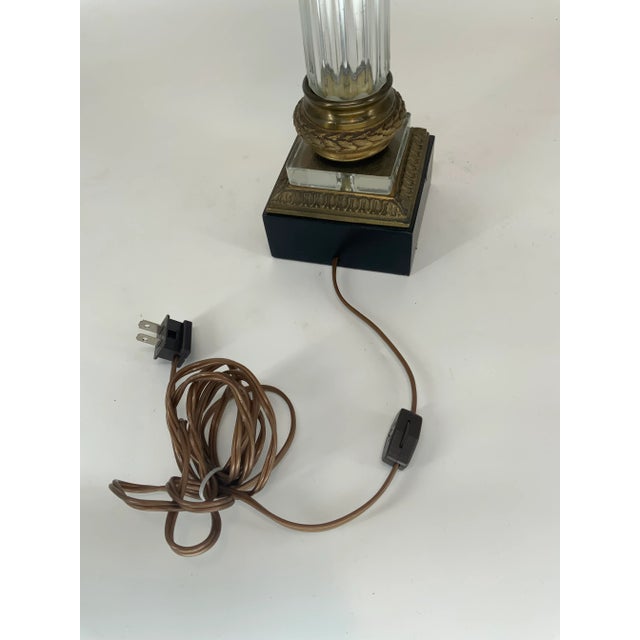 Vintage Crystal Empire Style Column Lamp For Sale - Image 9 of 13