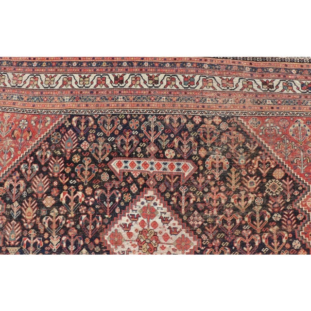 Antique Persian Shiraz With Medallion and Intricate Design 7'1 X 9'9 For Sale - Image 10 of 12