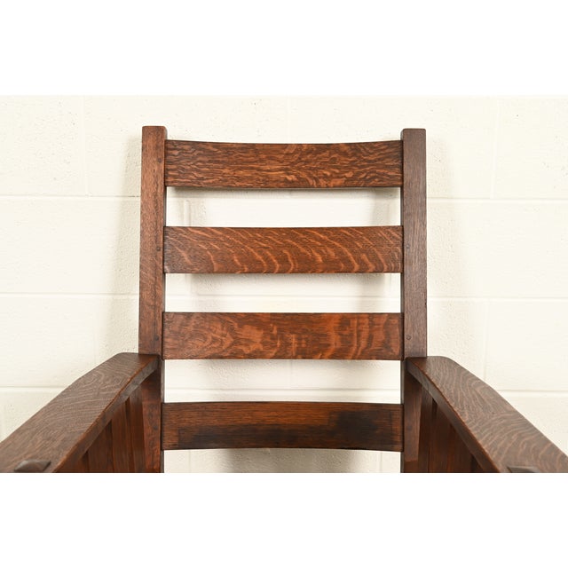 Lifetime Furniture Antique Mission Oak Arts & Crafts Rocking Chair, Circa 1910 For Sale In South Bend - Image 6 of 13