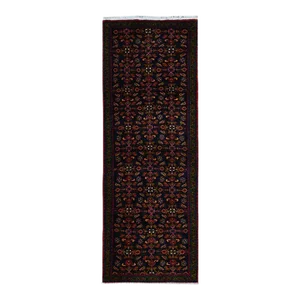 1960 3'9"x9'7" Blue Vintage Persian Tabriz Pure Wool Hand Knotted Wide Runner Rug