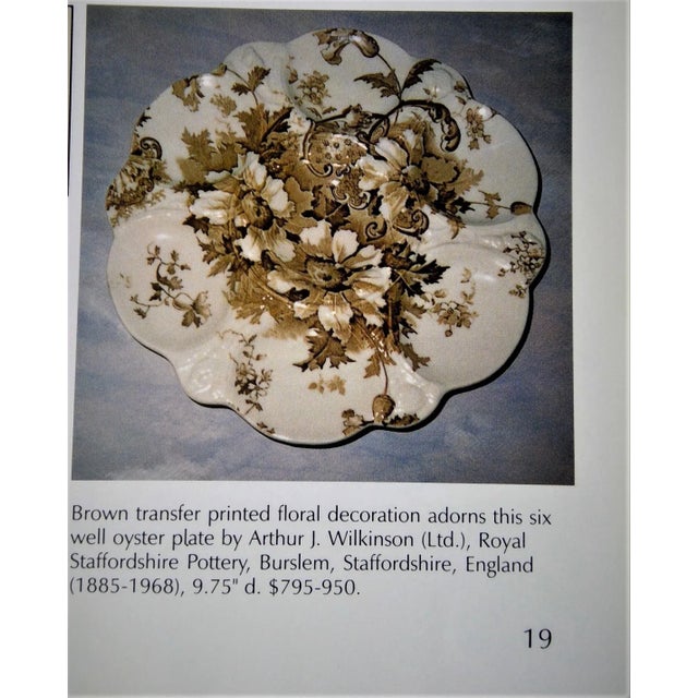 Antique Marguerite Royal Staffordshire Pottery Brown Transferware Oyster Plate For Sale - Image 10 of 12