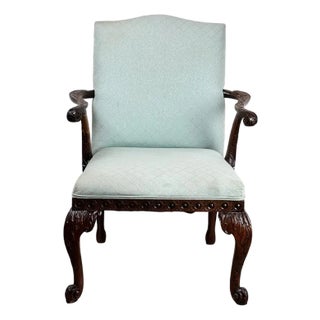 Antique George II Mahogany Gainsborough Open Arm Chair C. Mid 18th Century For Sale