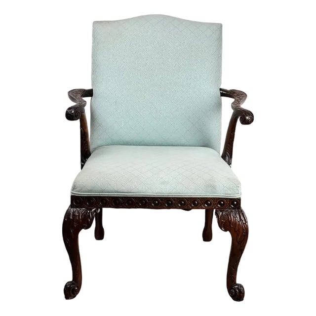Antique George II Mahogany Gainsborough Open Arm Chair C. Mid 18th Century For Sale