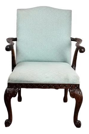 Antique George II Mahogany Gainsborough Open Arm Chair C. Mid 18th Century