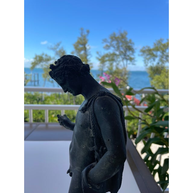Grand Tour Solid Bronze “Narcissus” After the Antique – Early 20th Century Classical Figure For Sale - Image 14 of 15