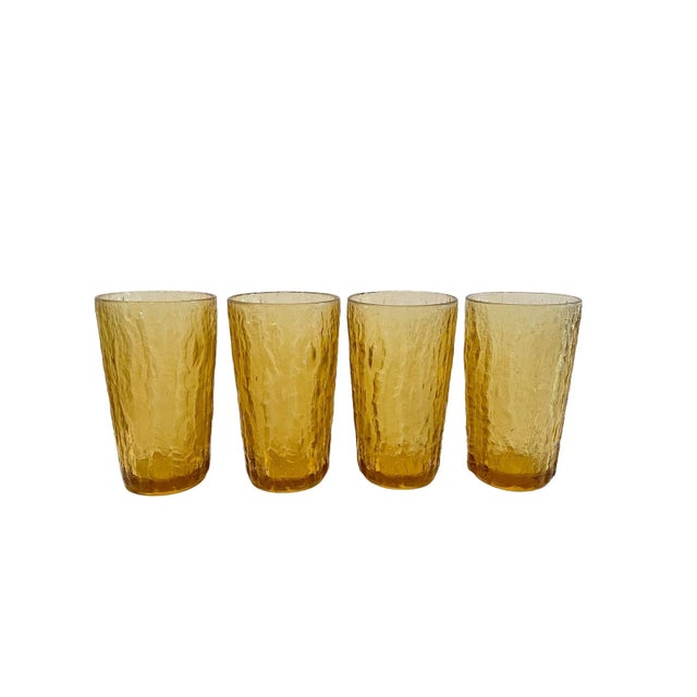 Anchor Hocking Retro Barware Gold/Amber Bark Tall High Ball Tumbler - Set Of 4. Had a great mid century vibe to your bar...