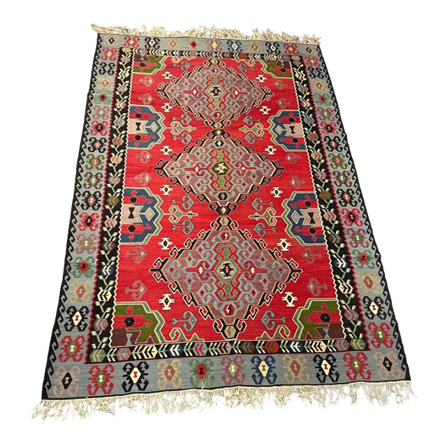 6ft 4in × 10ft 6in Turkish Kilim Area Rug For Sale