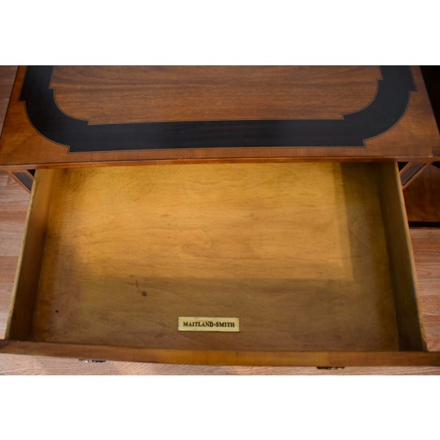 1980s Maitland Smith Regency Style Mahogany Banded Rosewood Pair Side Tables / End Tables For Sale - Image 18 of 18