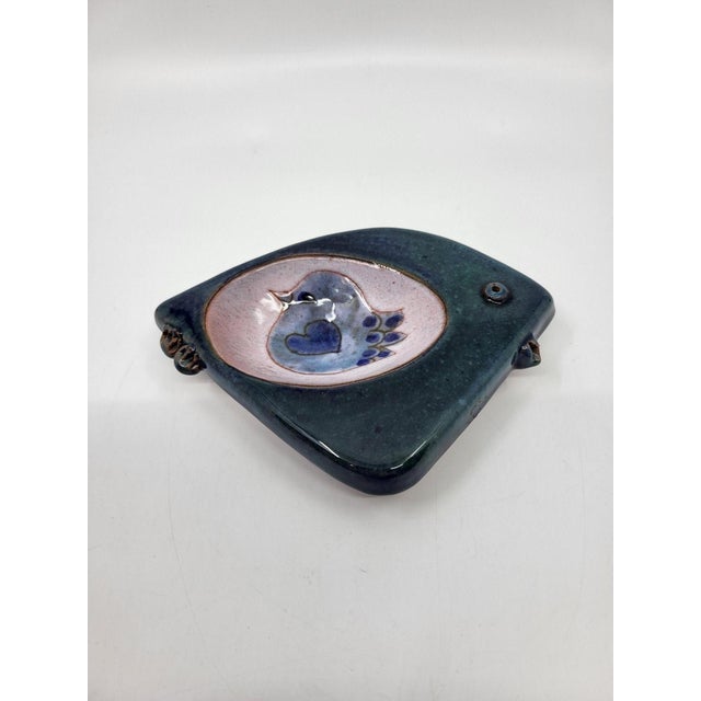 Mid-Century Modern Ceramic Trinket Tray with Bird Decoration, France, 1950 For Sale - Image 3 of 10