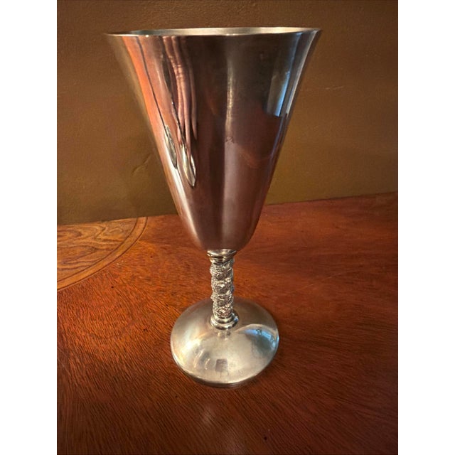 J. Perez Ruiz Silverplated 7" Twisted Stem Goblets Spain 1950's - Set of 6 For Sale - Image 4 of 9
