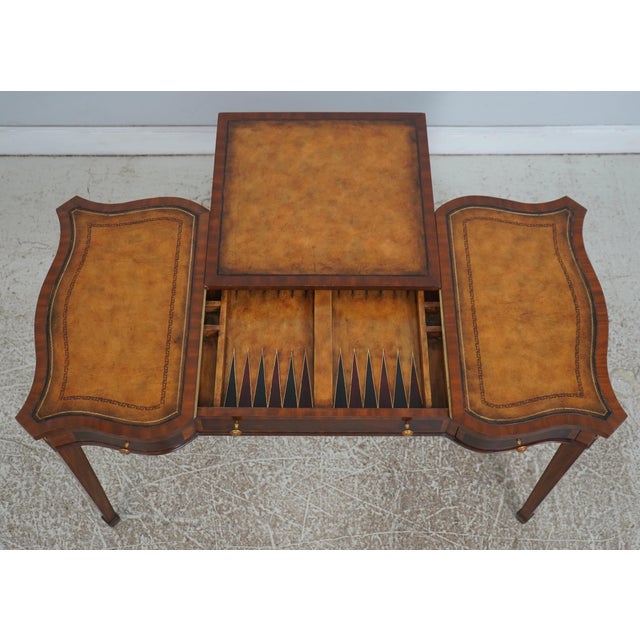 Traditional Maitland Smith Leather Top Games Table For Sale - Image 3 of 18