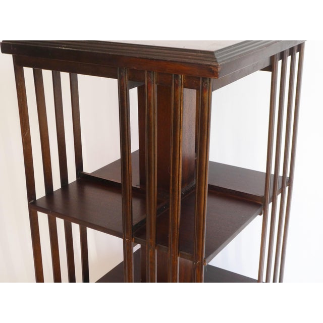 Antique Edwardian Revolving Bookcase in Wood with Inlaid Details For Sale - Image 5 of 11