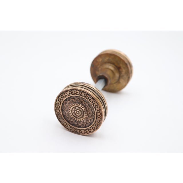 Pair of Antique Vernacular Bronze Passage Door Knobs For Sale - Image 4 of 6