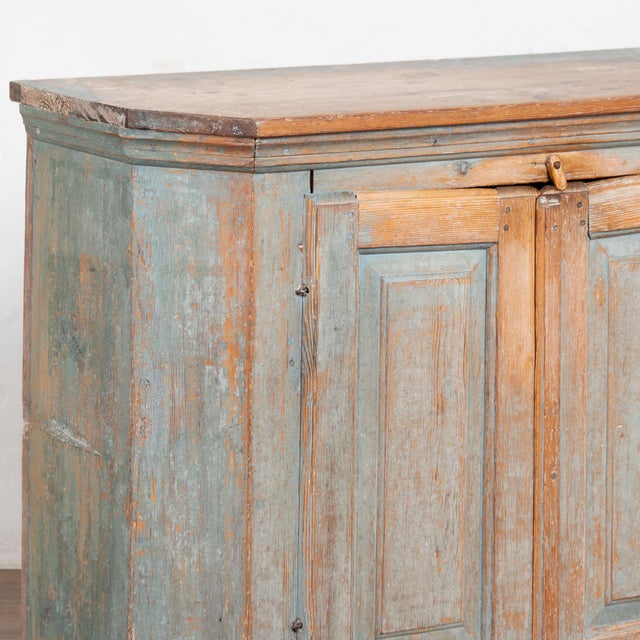 19th Century Swedish Original Blue Painted Pine Sideboard Cabinet For Sale - Image 10 of 16