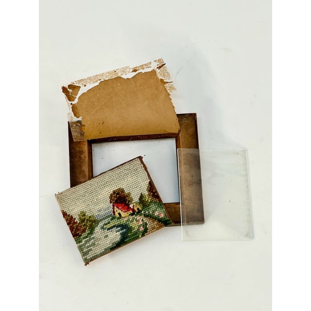 Vintage Mini Framed Countryside Needlepoint Art For Sale In Atlanta - Image 6 of 12