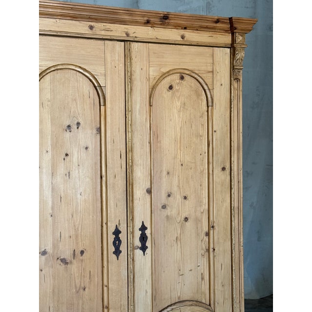 19th Century French Provincial Pine Armoire W/ Carved Details and Internal Drawers | Circa 1860 For Sale - Image 17 of 18