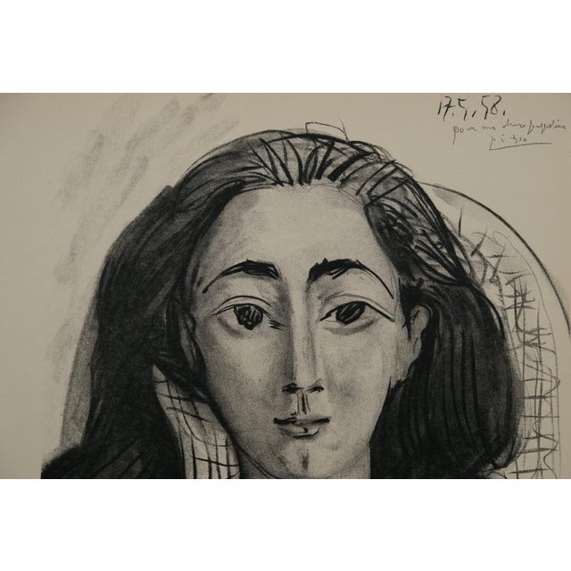 Pablo Picasso (1881-1973) Portrait of Jacqueline Color lithograph Dated, signed, and dedicated "For my dear Jacqueline" in...