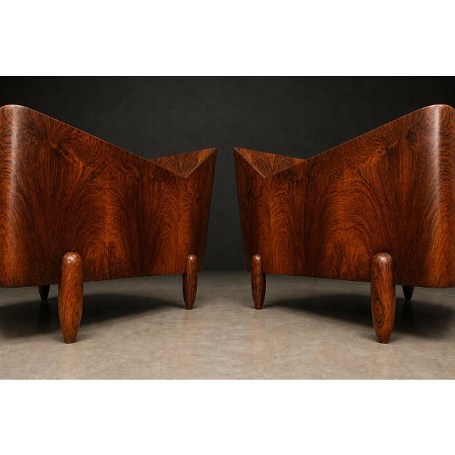 Pair of Brazilian Modern Armchairs in Rosewood & Ivory Mohair, Jd Moveis, 1960s For Sale - Image 14 of 17