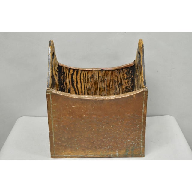 French Country Antique French Country Primitive Copper & Wood Black Grain Painted Grain Bin For Sale - Image 3 of 18