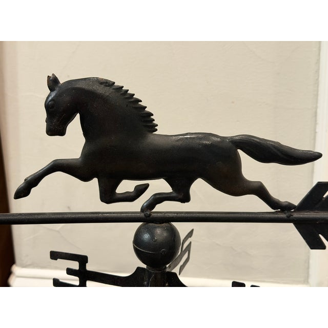 Vintage Full-Bodied Running Horse Weathervane on Painted Wood Display Base For Sale In Dallas - Image 6 of 18