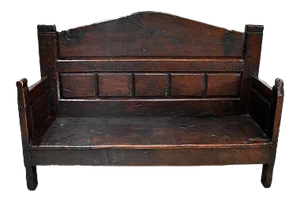 Large 17th Century Oak Bench with High Backsplash