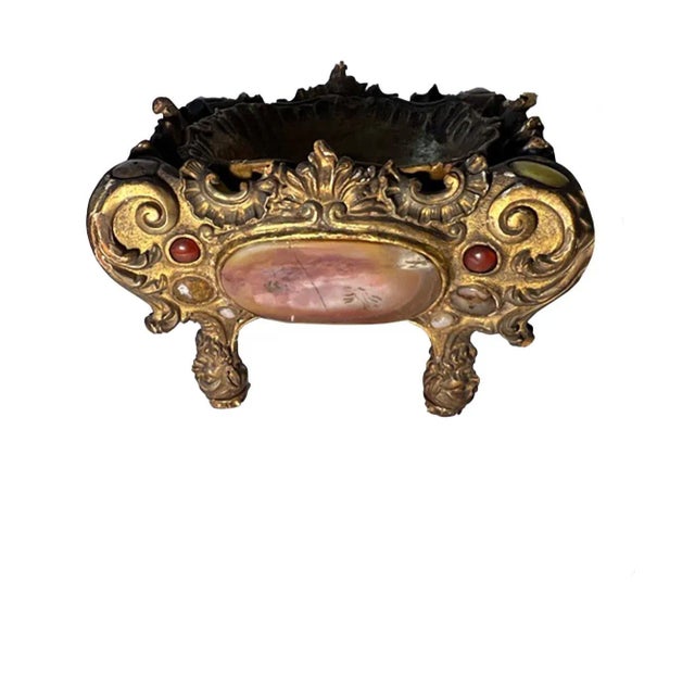 18th Century Italian Gilded Jardiniere With Stones and Faces For Sale - Image 9 of 13
