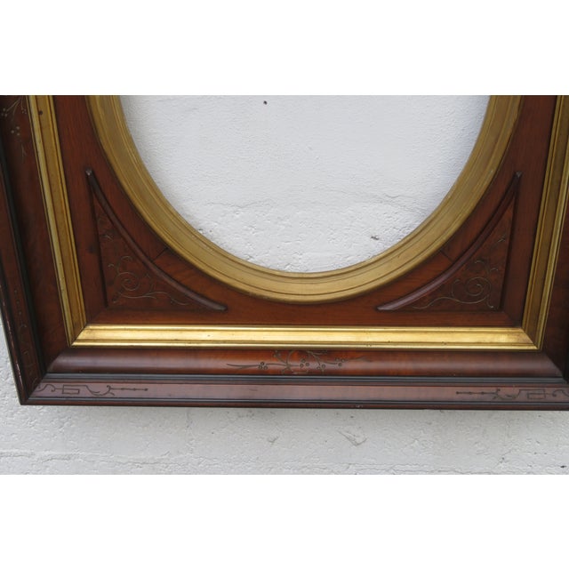 Brown Eastlake Late 1800s Walnut Picture Mirror Frame 5600 For Sale - Image 8 of 16