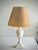 Late 20th Century Vintage Italian Neoclassical Style Carved Alabaster Table Lamp With Pleated Lamp Shade For Sale - Image 5 of 11