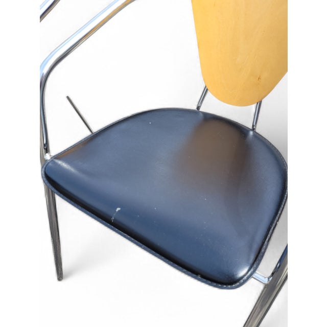 Italian Postmodern Chrome, Bentwood and Black Leather Dining Chairs from Effezeta, 1980s, Set of 4 For Sale - Image 6 of 18