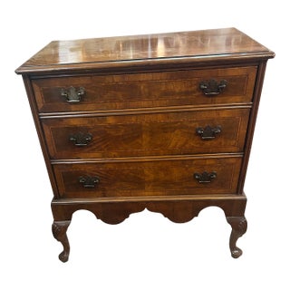 Vintage Small 3 Drawer Georgian Commode With Chippendale Style Brasses For Sale