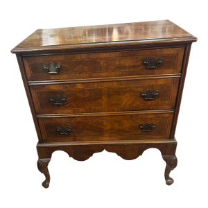 Vintage Small 3 Drawer Georgian Commode With Chippendale Style Brasses