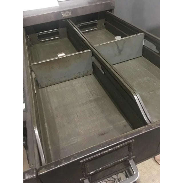 Early 20th Century Steel Industrial Multi-Drawer Antique Filing Cabinet by the G For Sale - Image 5 of 5